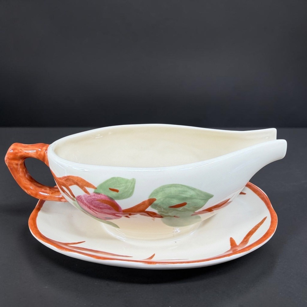 Franciscan Apple Gravy Boat with Attached Underplate Hand Painted Earthenware